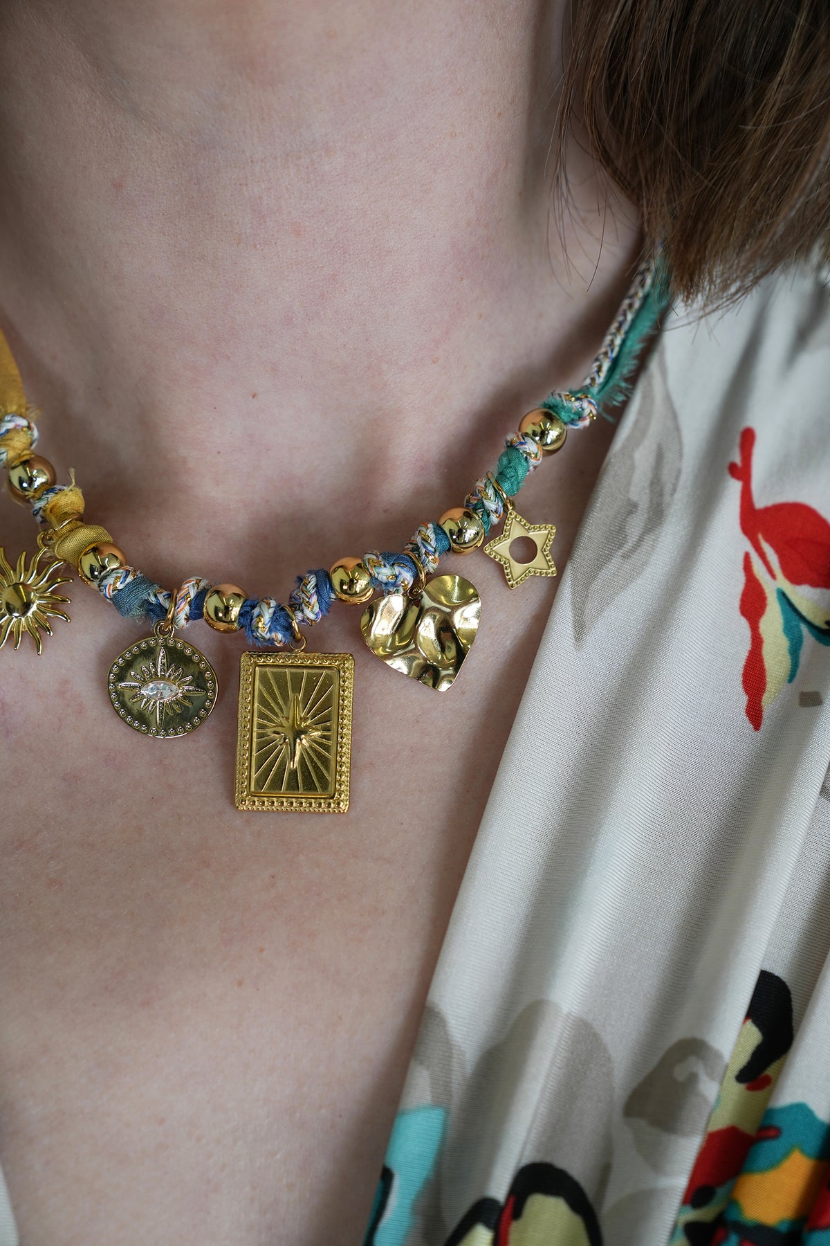 Colourful Ribbon Charm Necklace