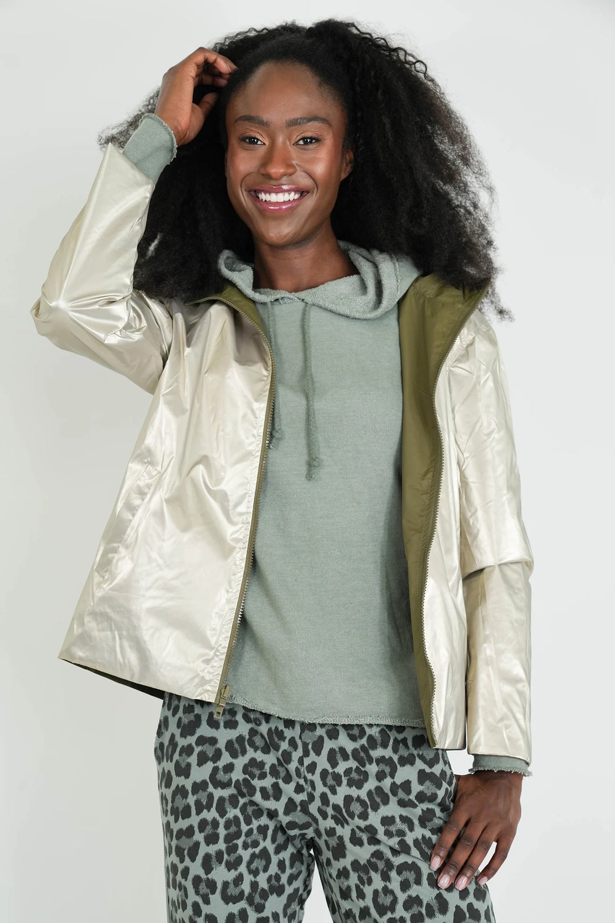 Khaki Reversible Rain Jacket