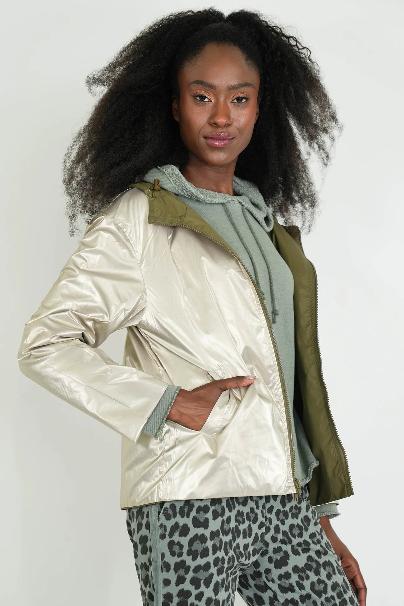 Khaki Reversible Rain Jacket