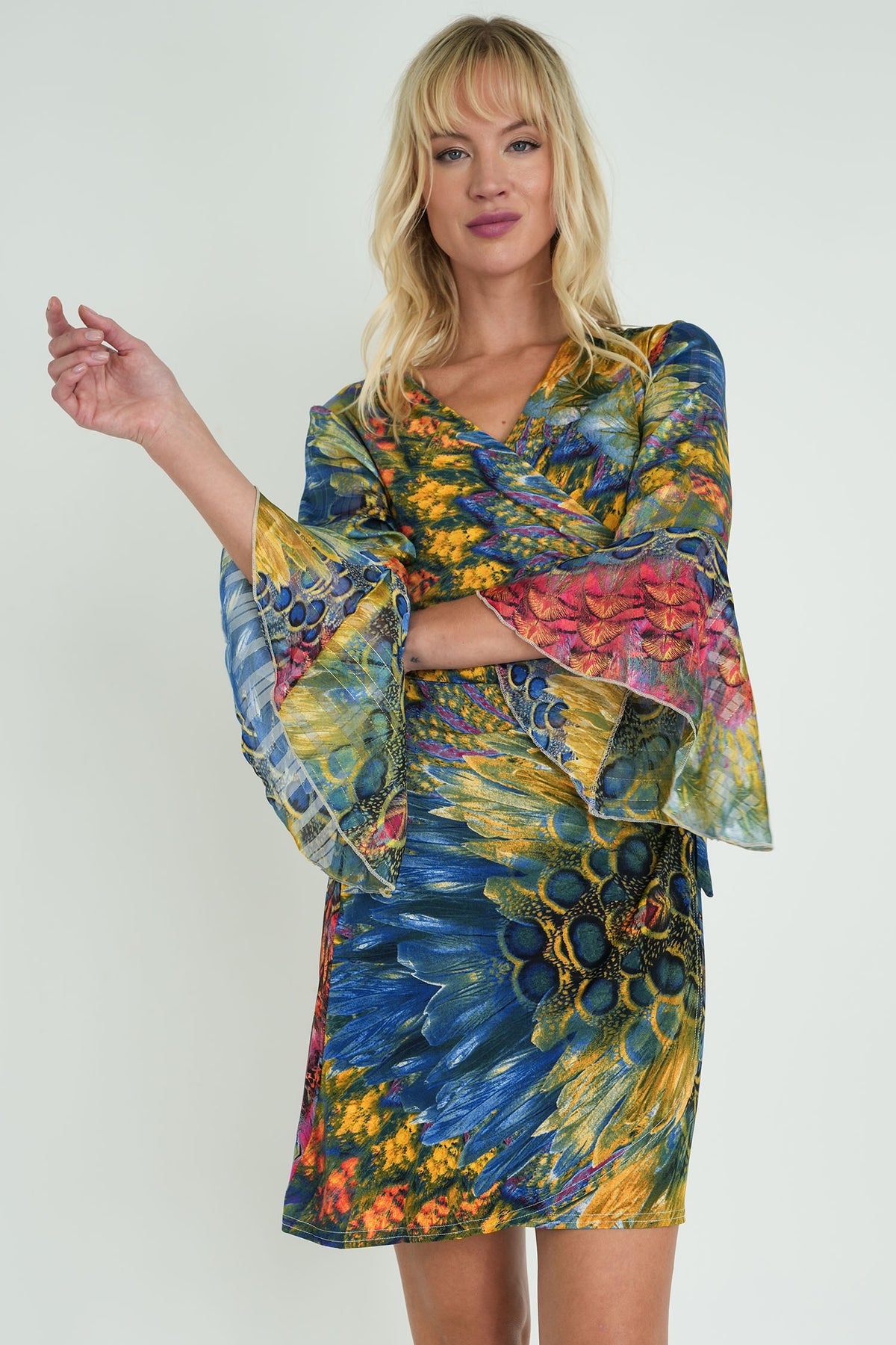 Colourful Peacock Eliza Wrap Dress