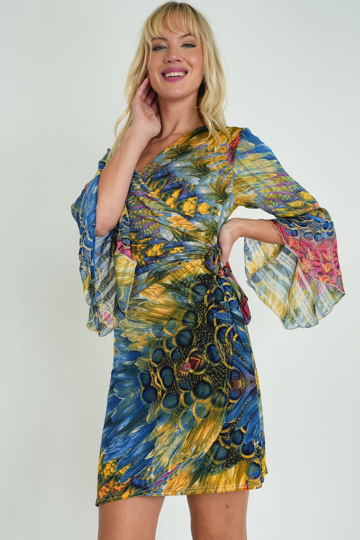 Colourful Peacock Eliza Wrap Dress