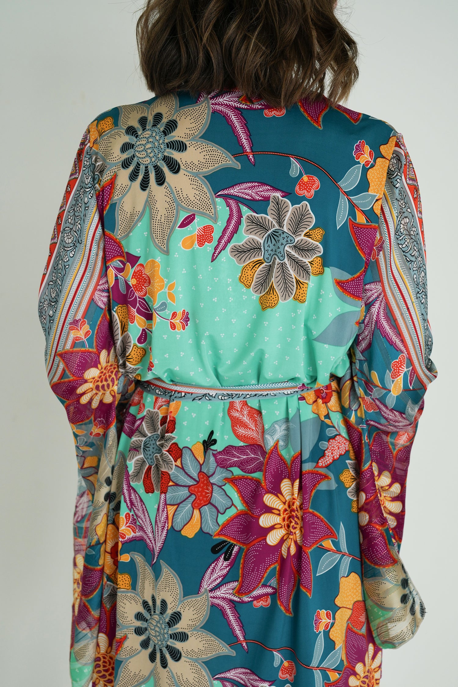 Elena Print St Tropez Tunic Dress, green floral print boho tunic dress from Something Pretty, alternative view
