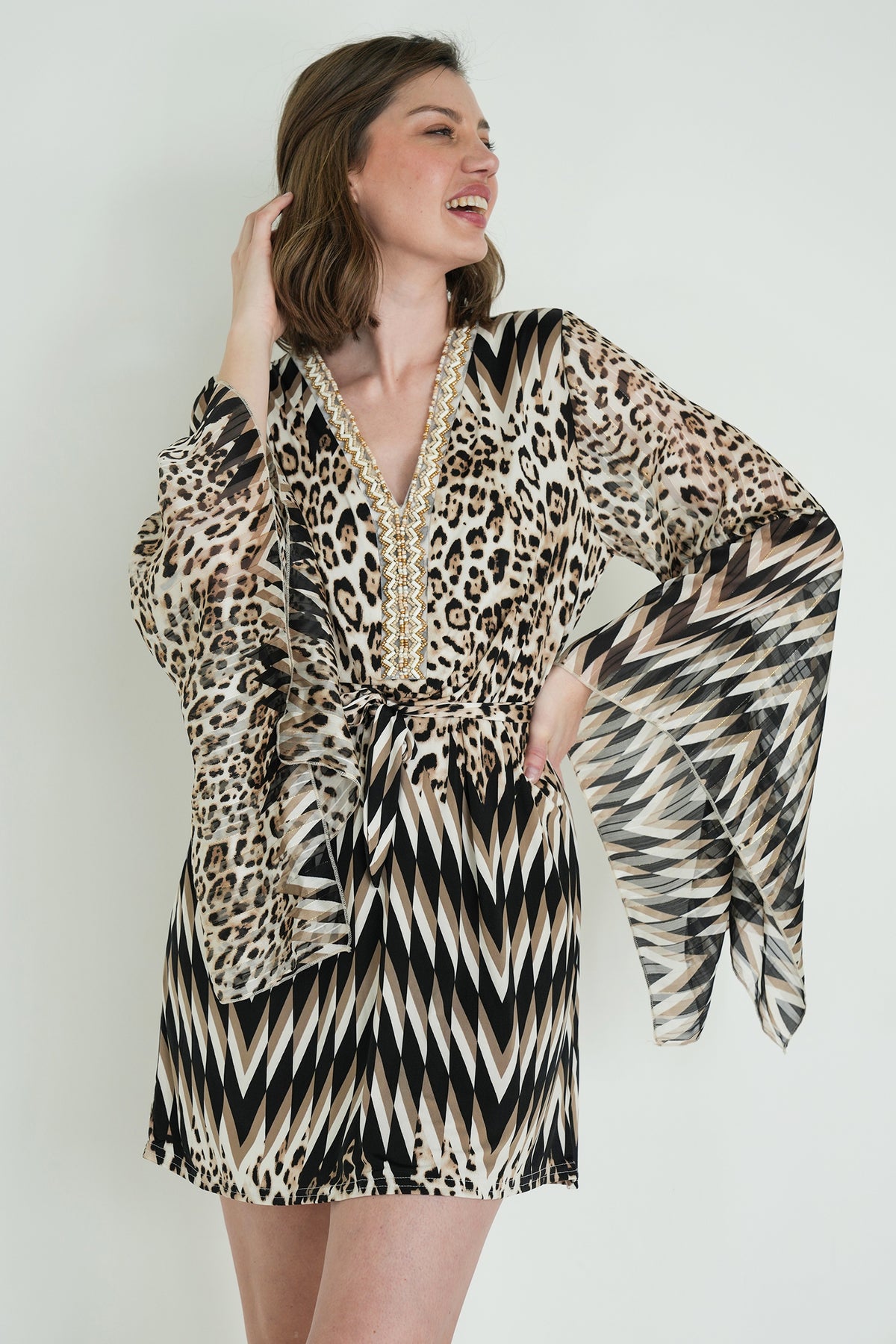 Leopard Zigzag St Tropez Tunic Dress