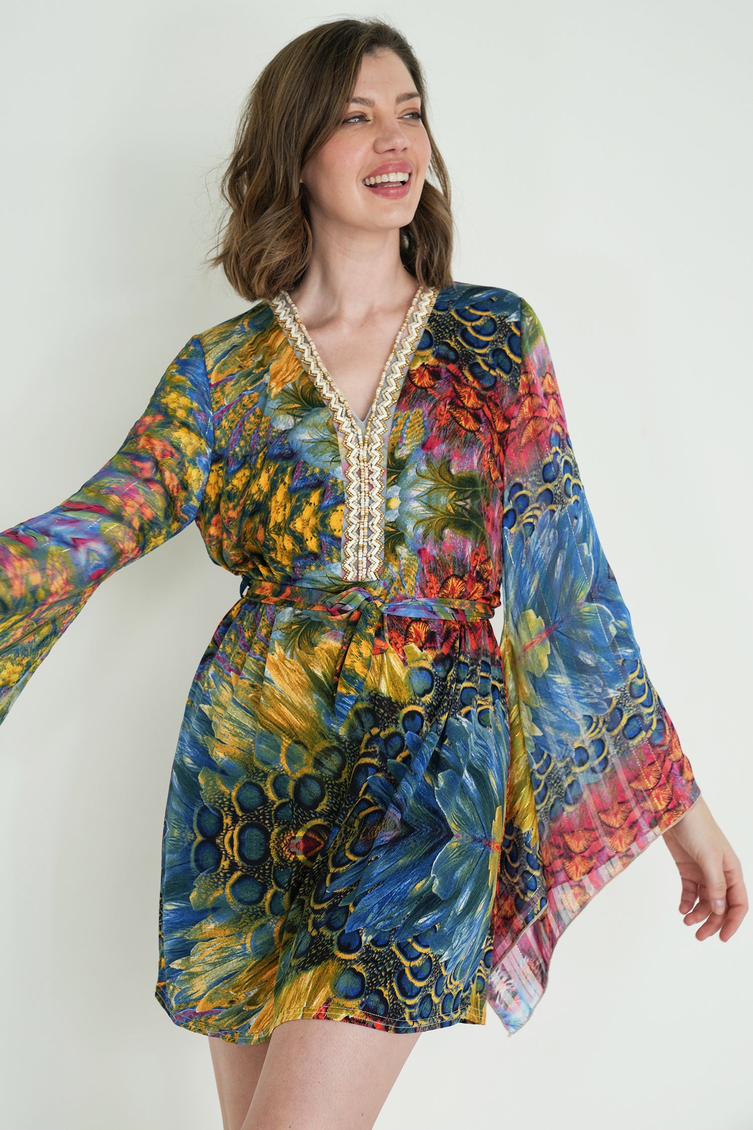 Colourful Peacock St Tropez Tunic Dress