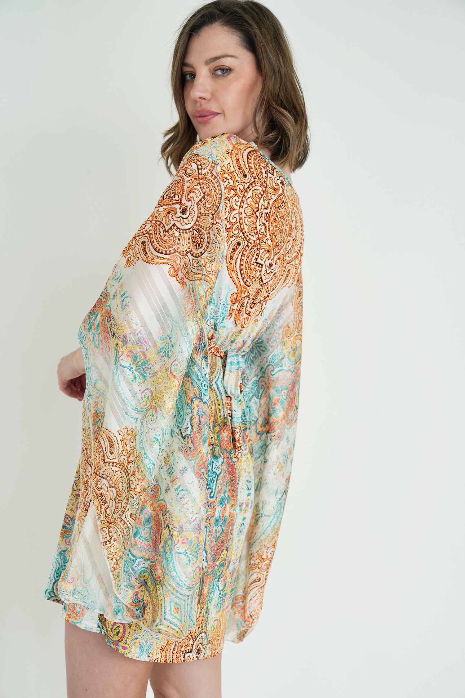 Teal and Yellow Paisley Butterfly Dress