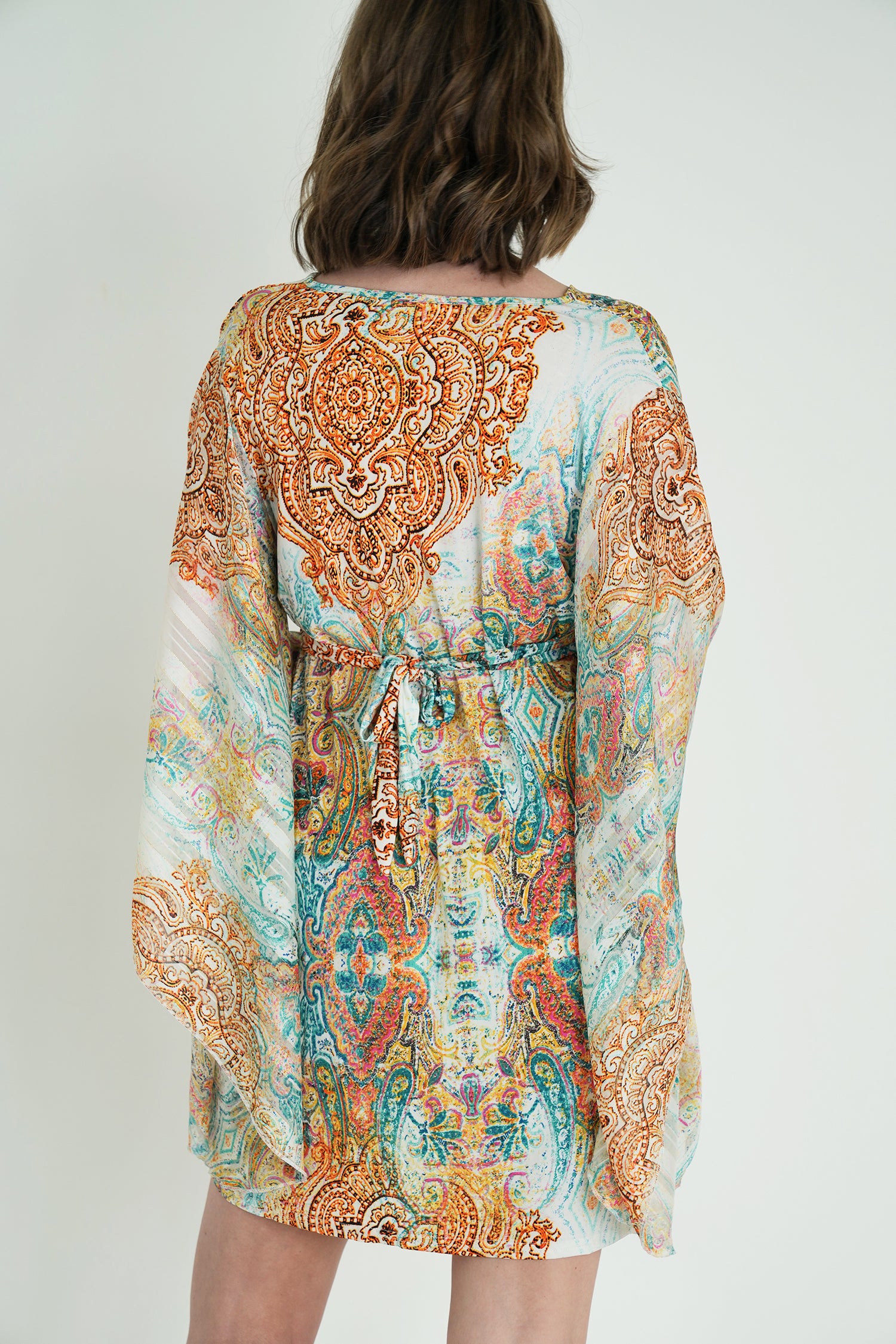 Teal and Yellow Paisley Butterfly Dress