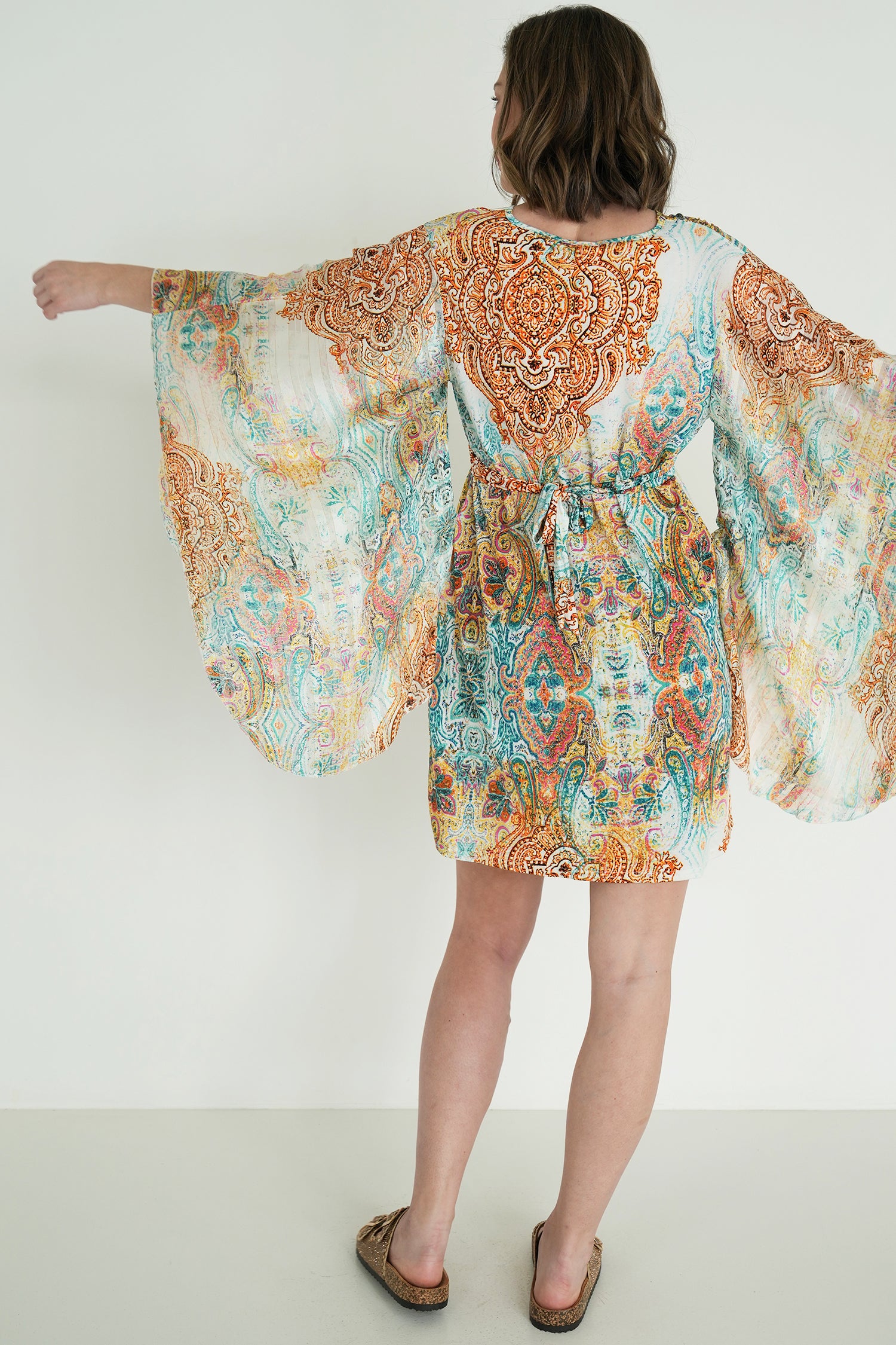 Teal and Yellow Paisley Butterfly Dress