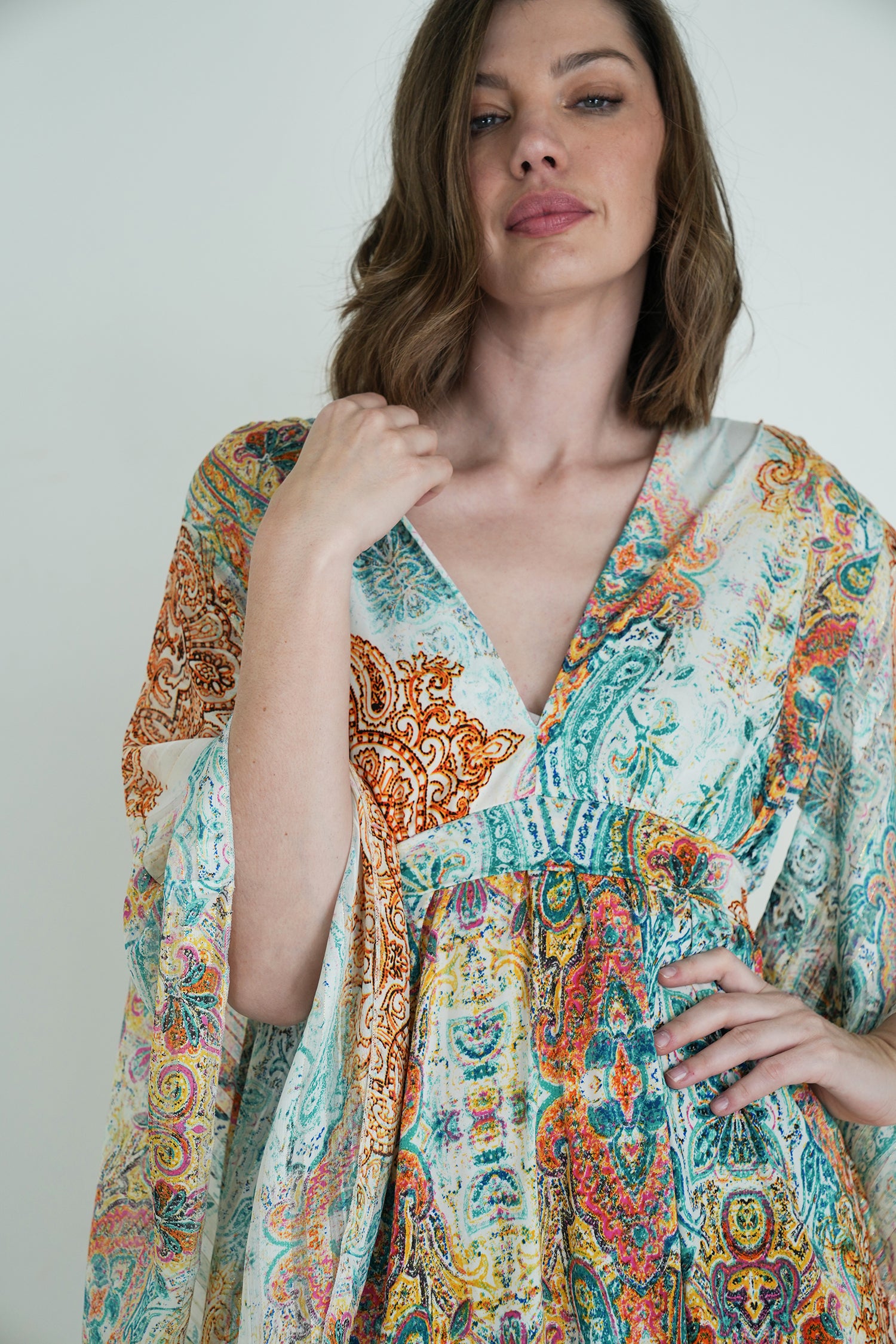 Teal and Yellow Paisley Butterfly Dress