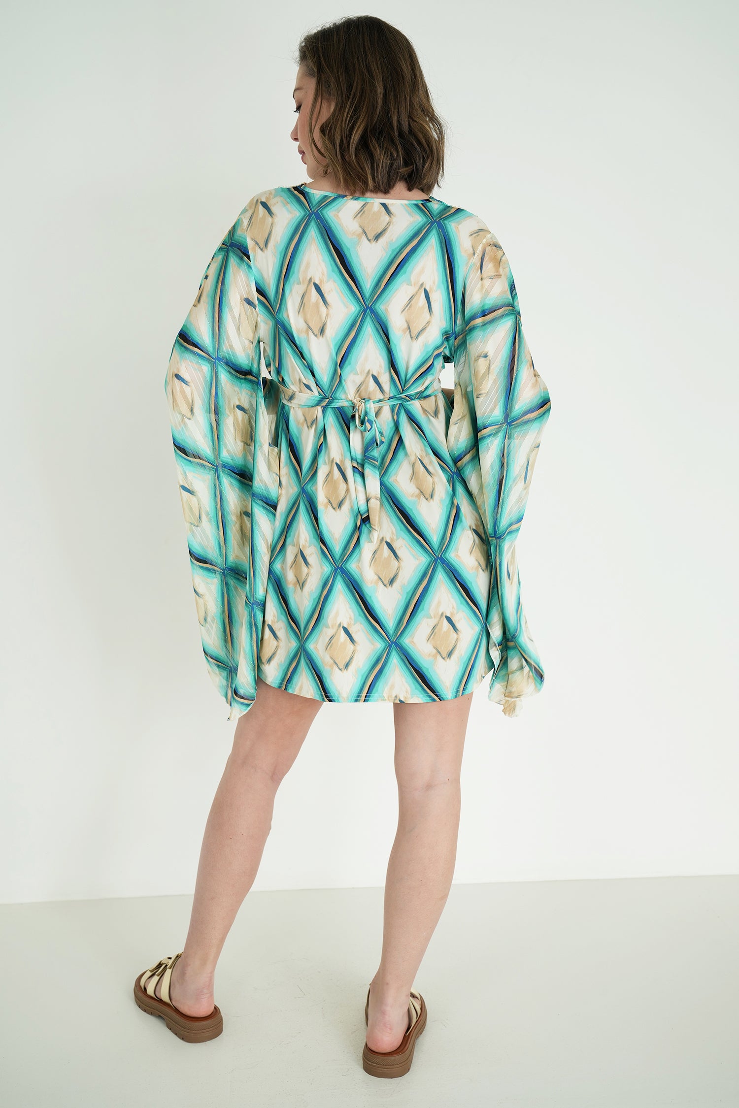 Turquoise and Cream Butterfly Dress