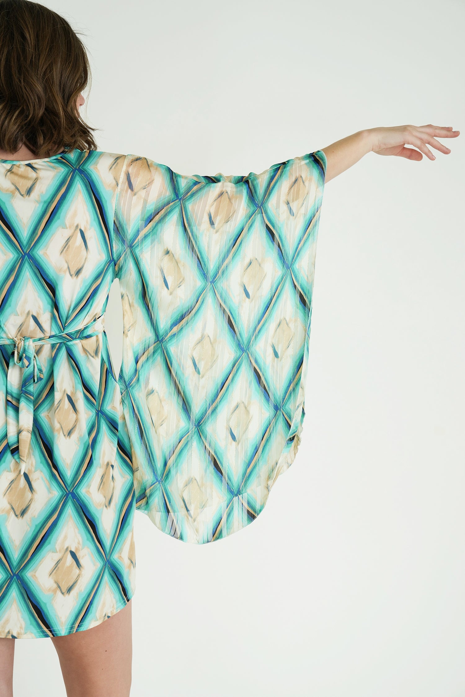 Turquoise and Cream Butterfly Dress