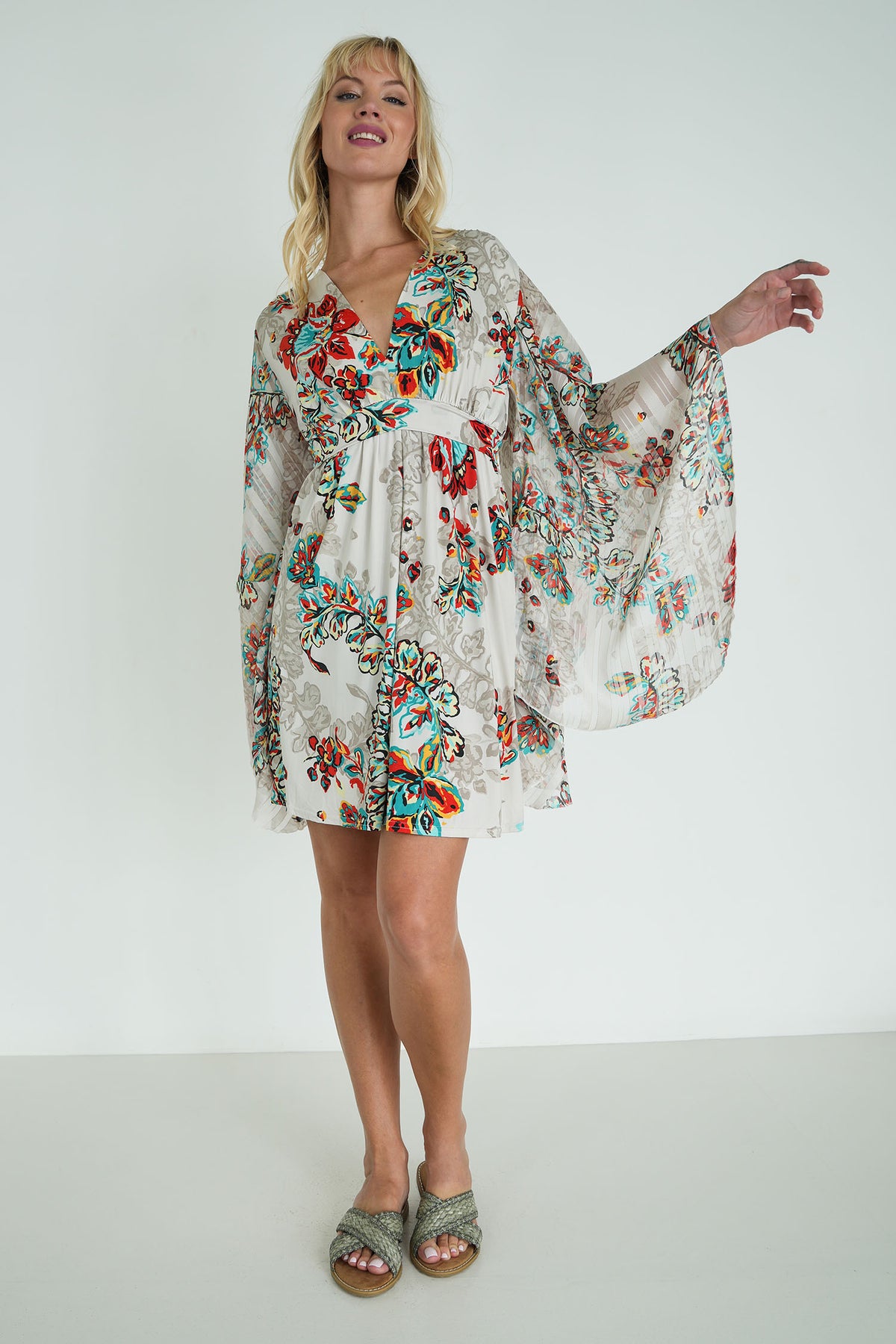 Cream Floral Butterfly Dress