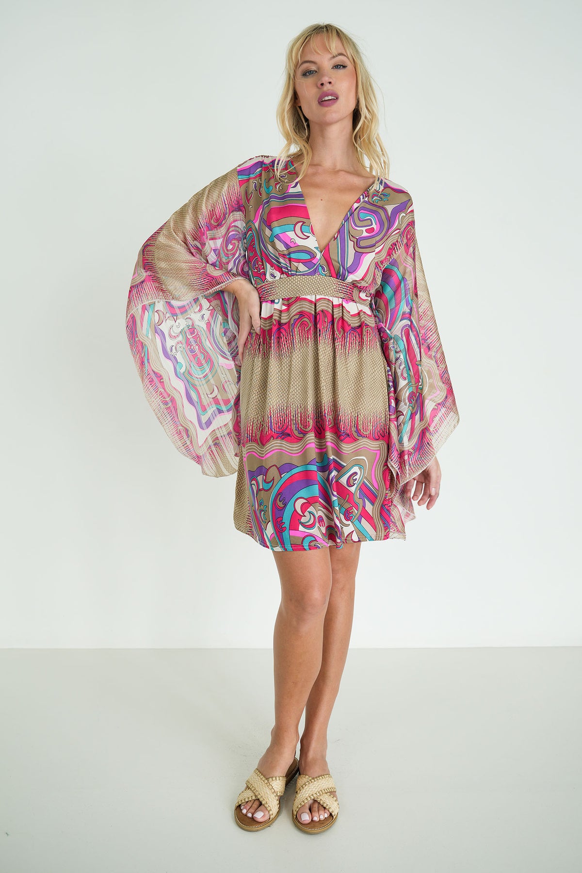 Cerise and Gold Butterfly Dress