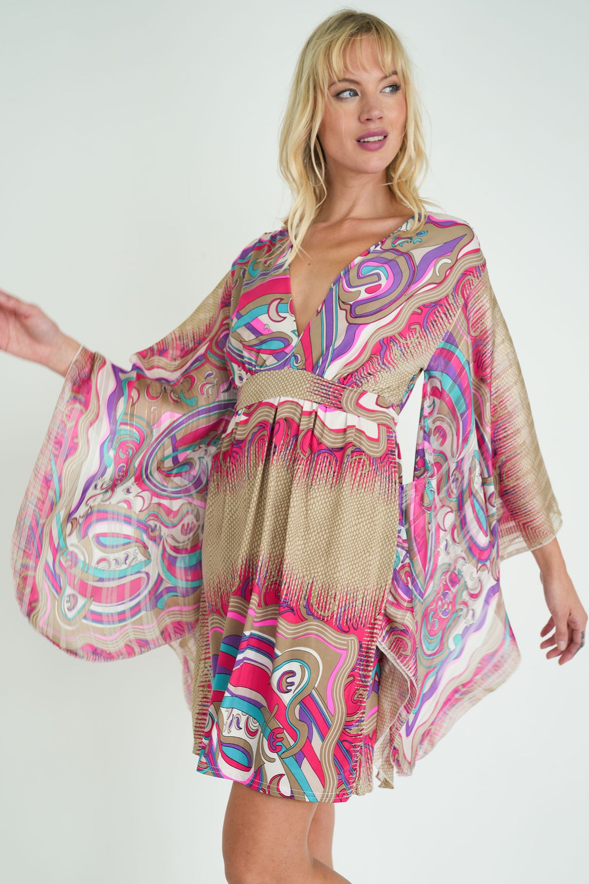 Cerise and Gold Butterfly Dress