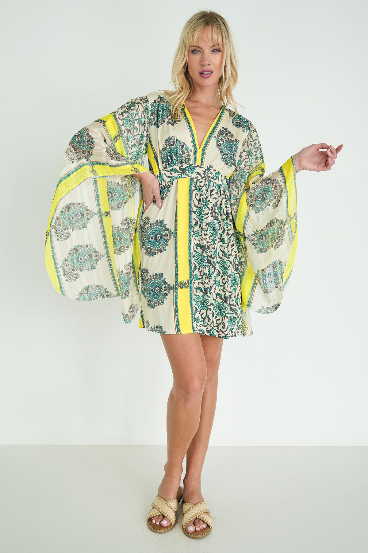 Green and Yellow Butterfly Dress