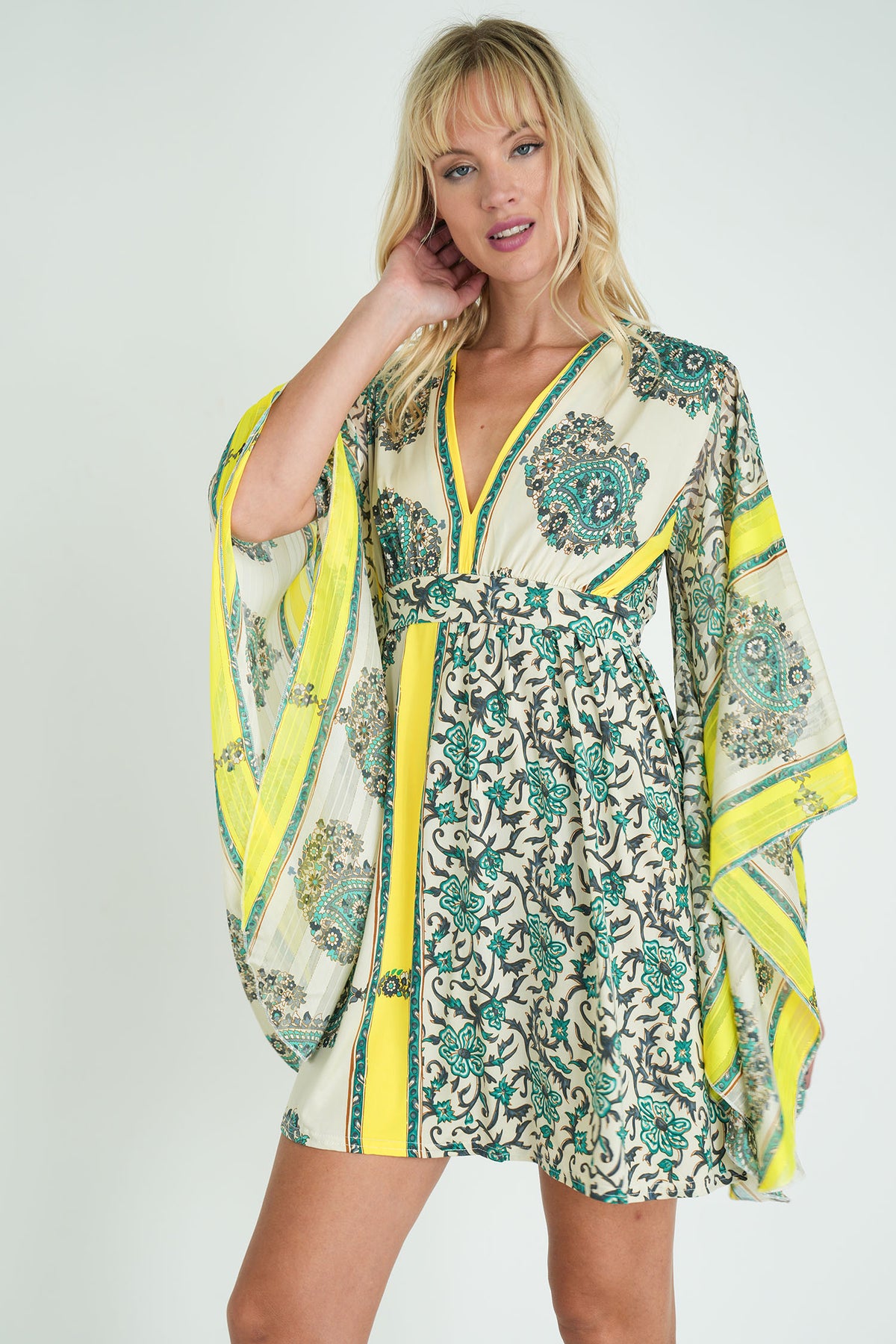 Green and Yellow Butterfly Dress