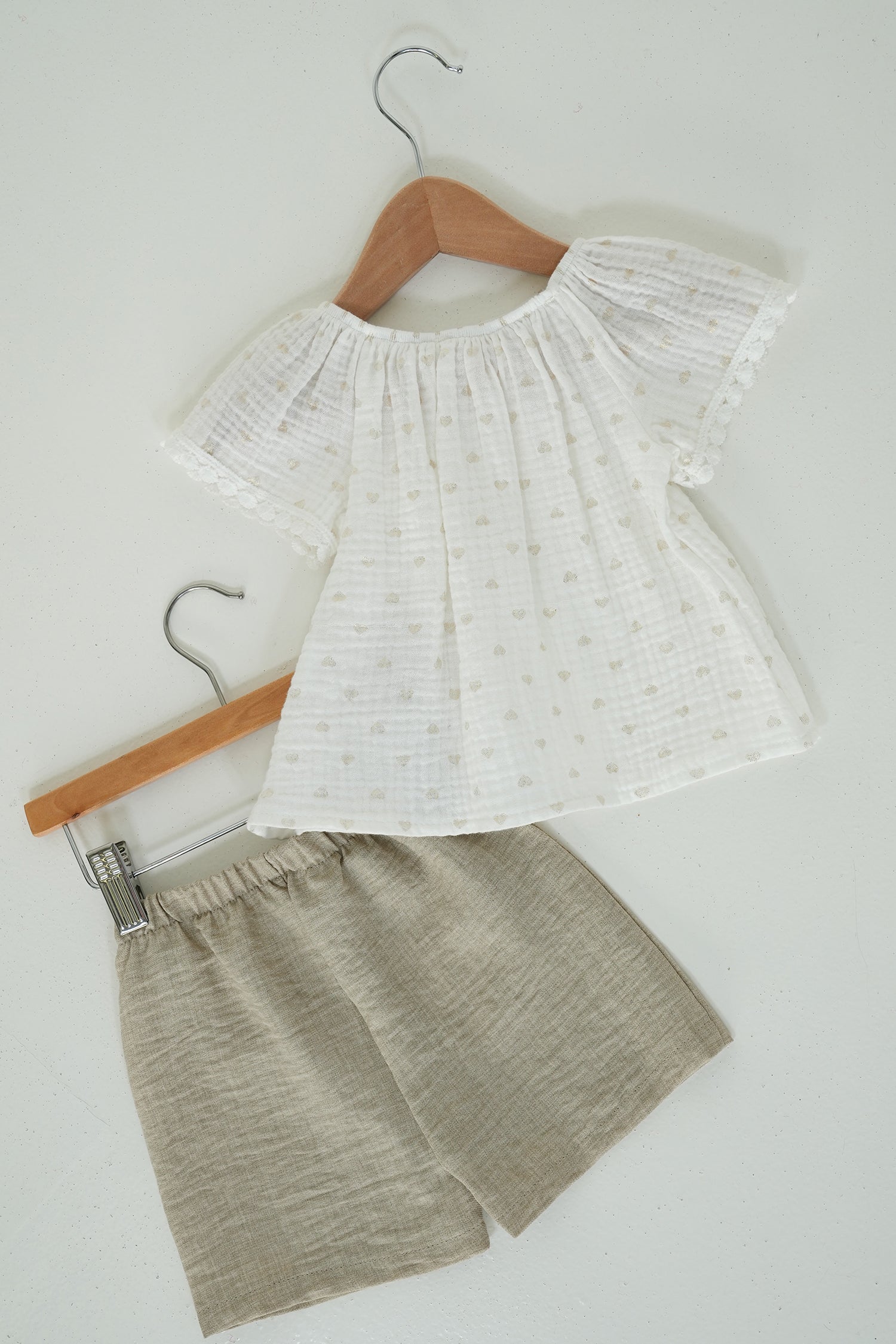 Beige Noa Shorts Set