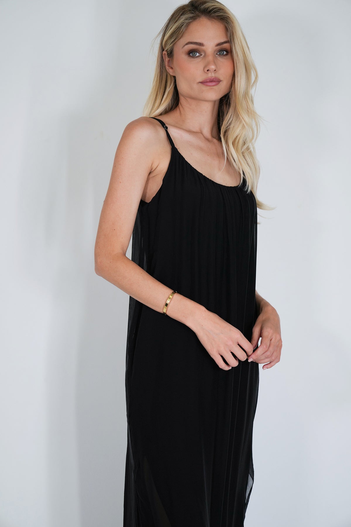 Black Silk Strap Dress