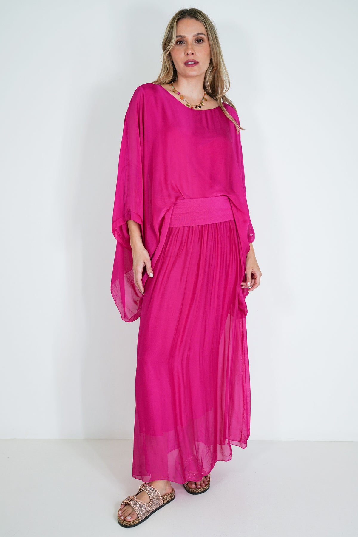 Cerise Silk Skirt
