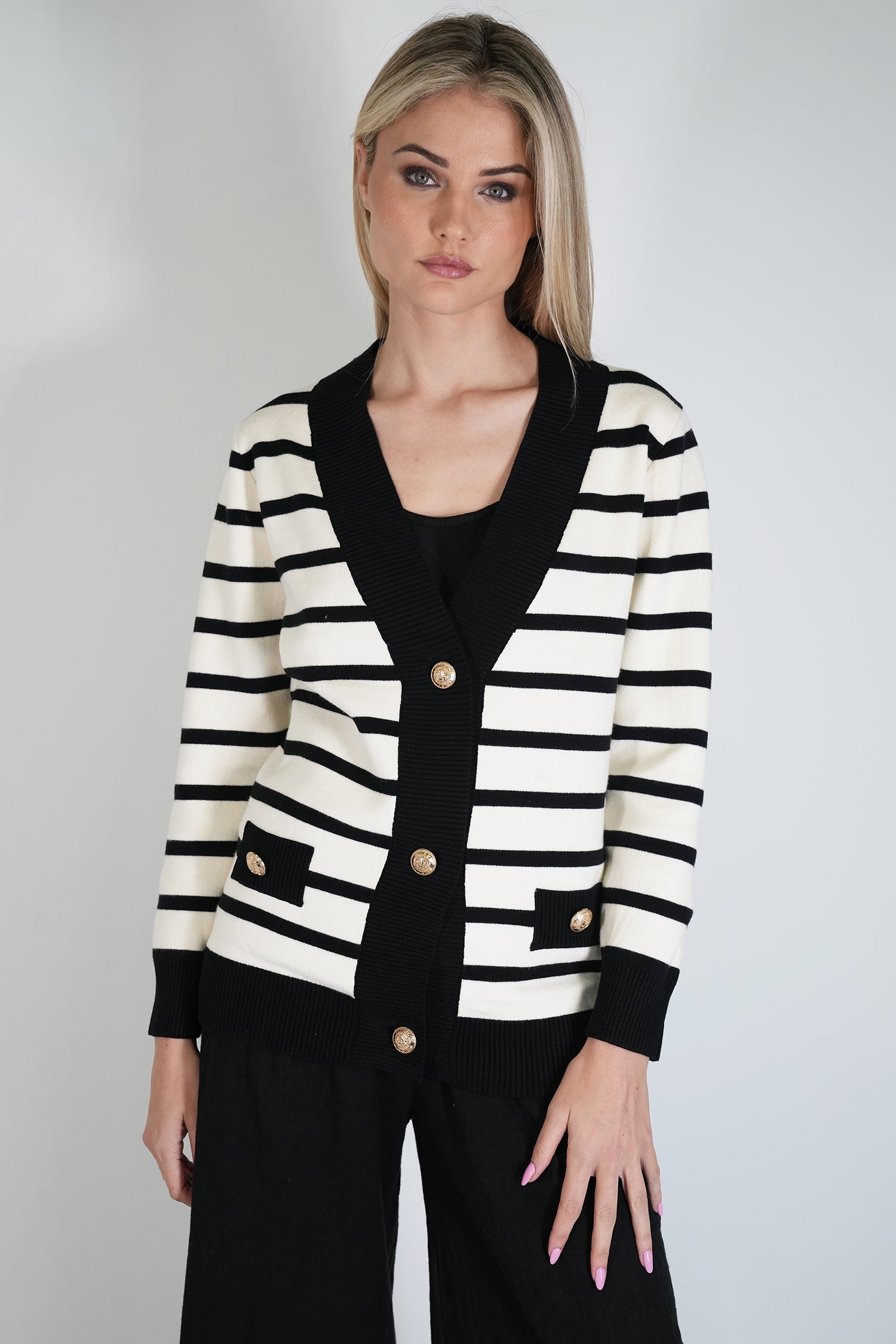 Cream and Black Angela Cardigan