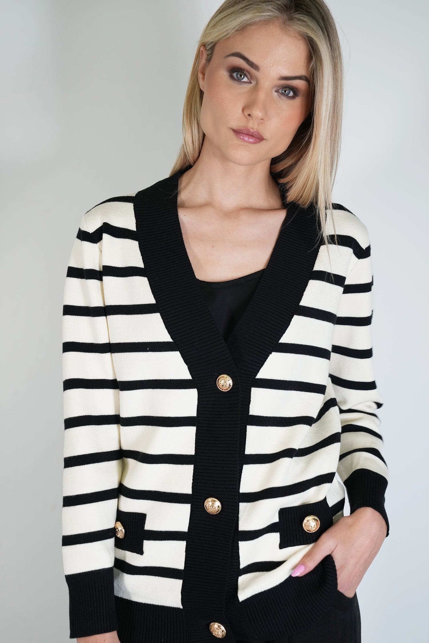 Cream and Black Angela Cardigan