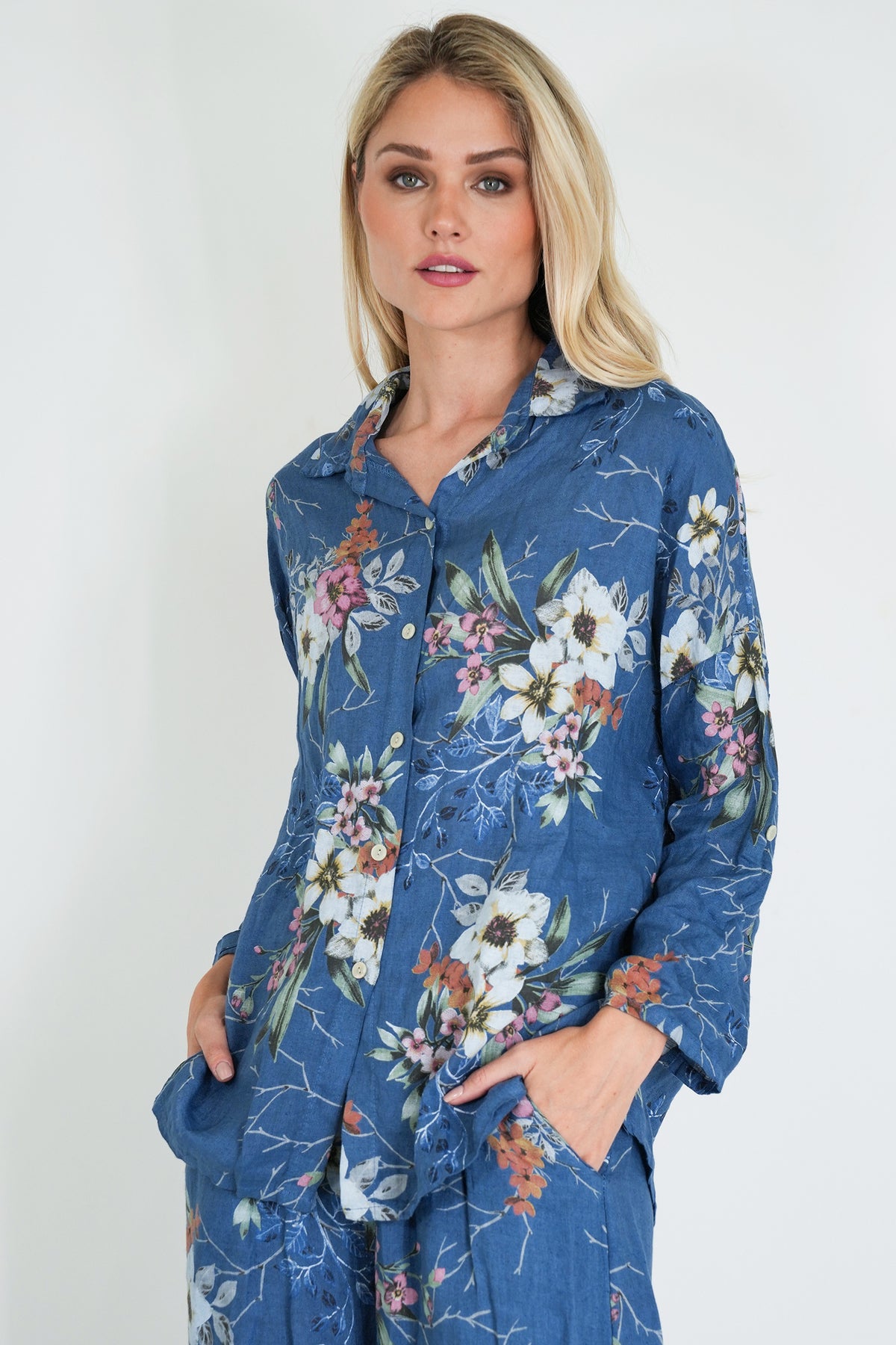 Blue Meagan Linen Shirt