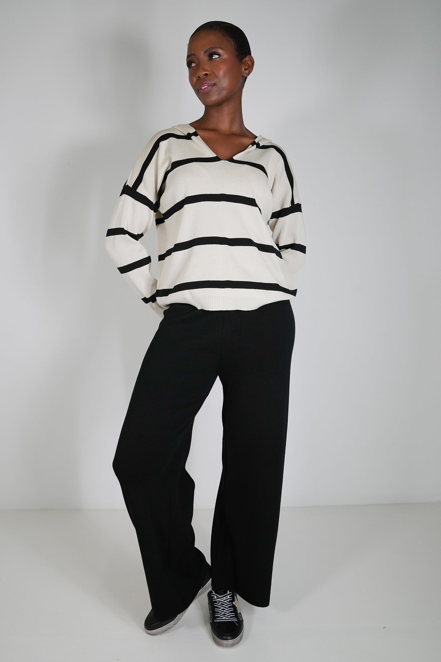 Striped Hooded Weekend Top