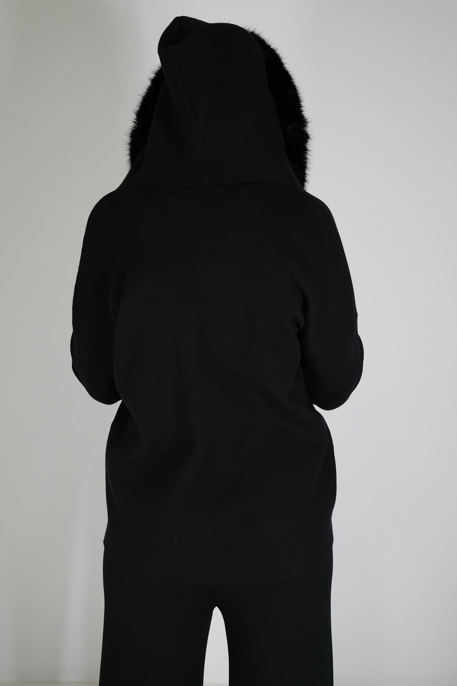 Black Faux Fur Zip Cardigan