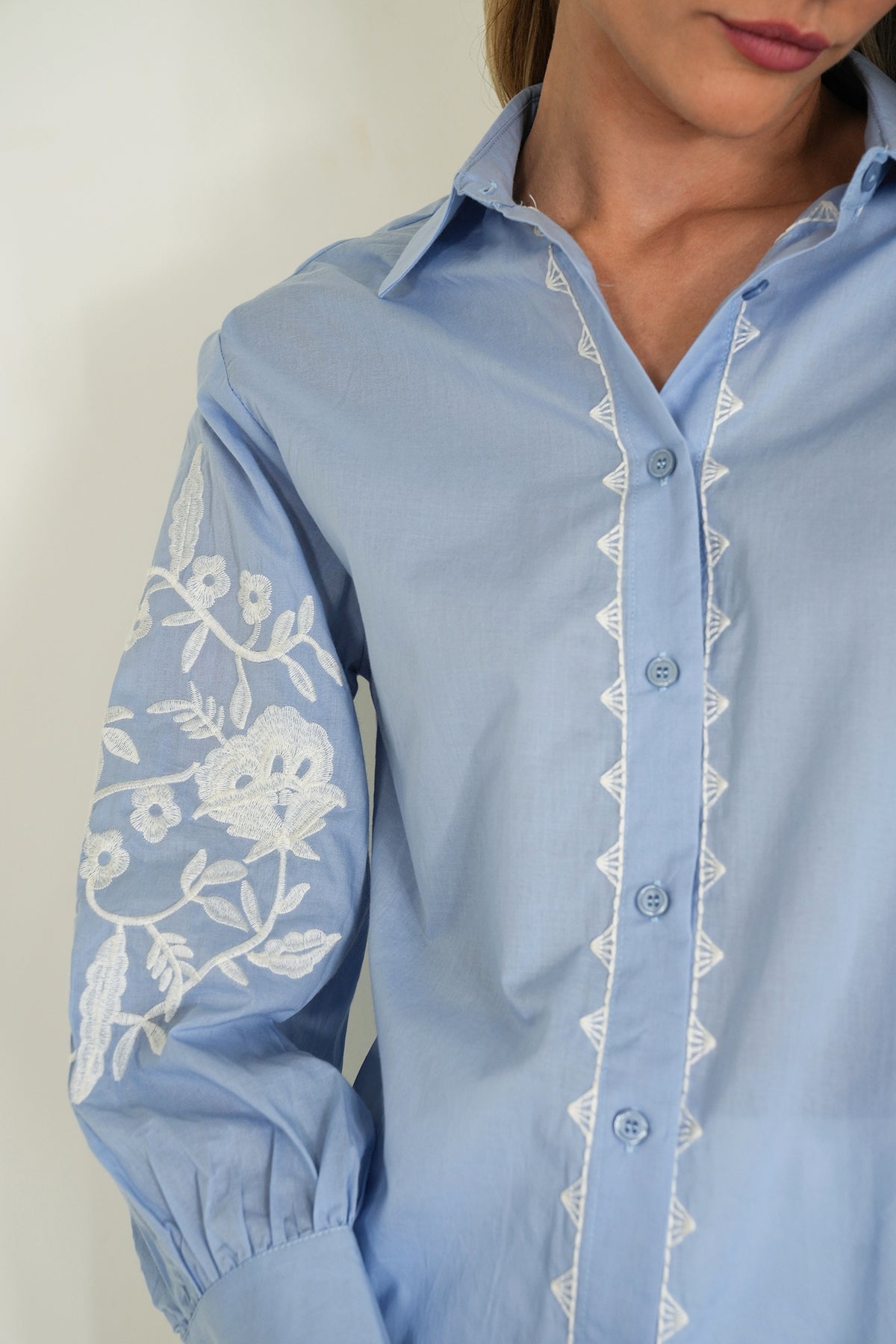 Blue Embroidered Shirt