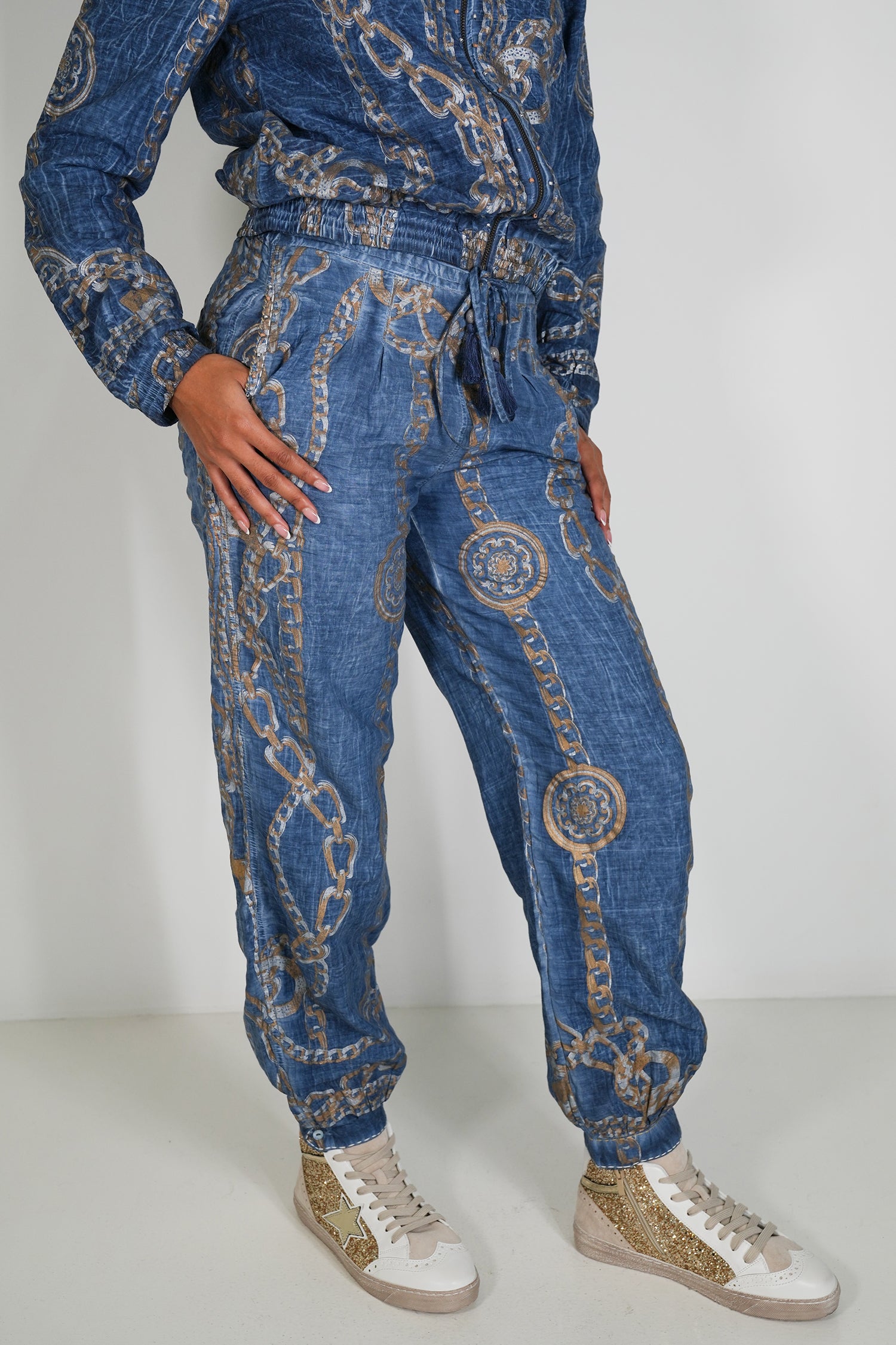 Denim Chain Cuffed Pant
