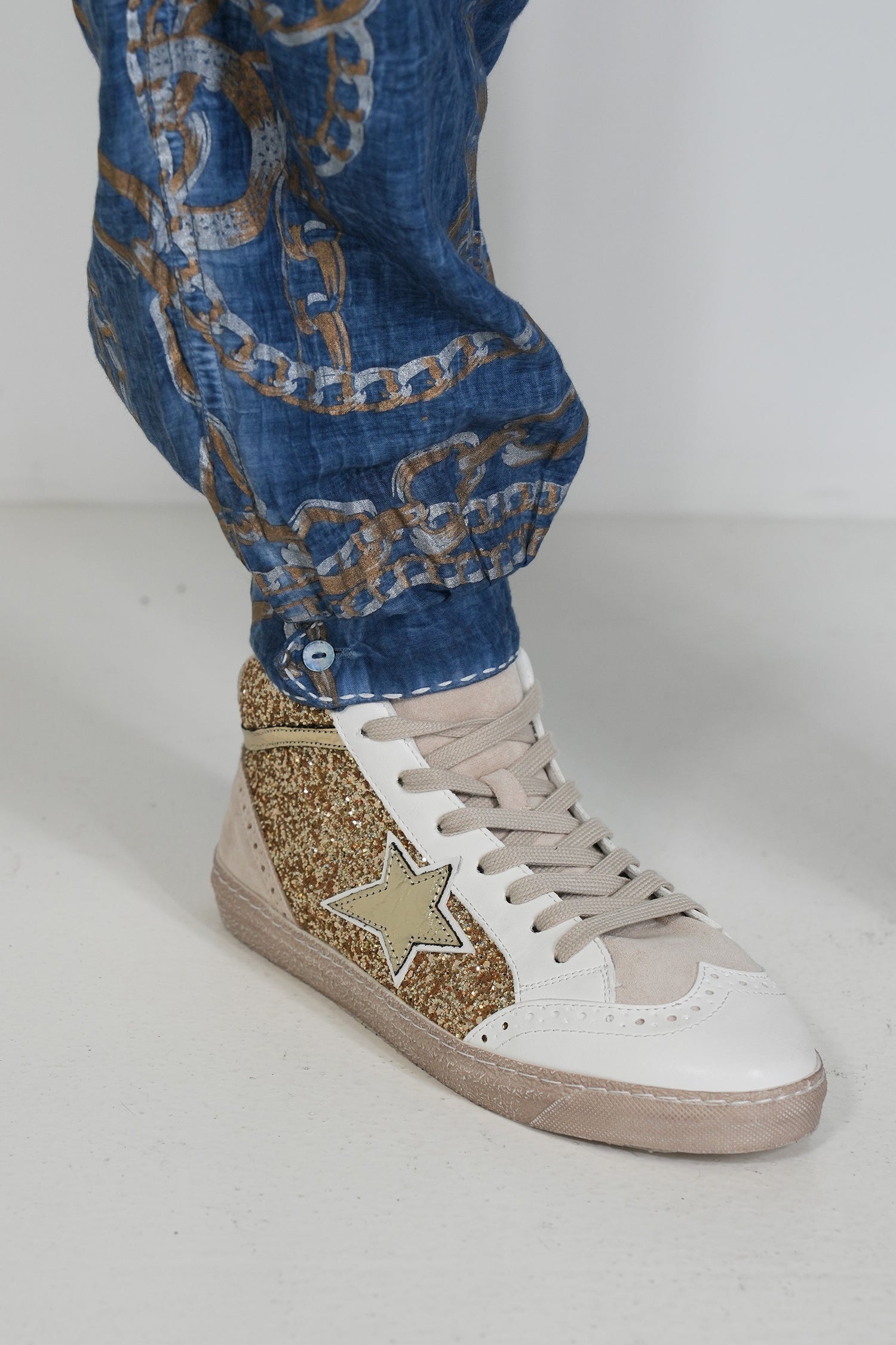Denim Chain Cuffed Pant