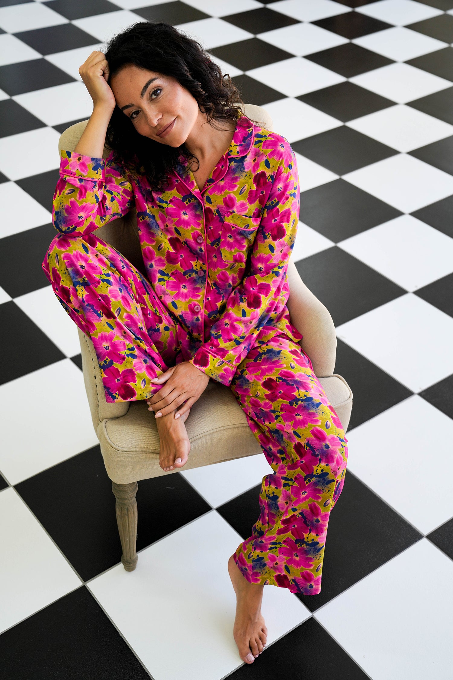 Cerise Floral Pajamas