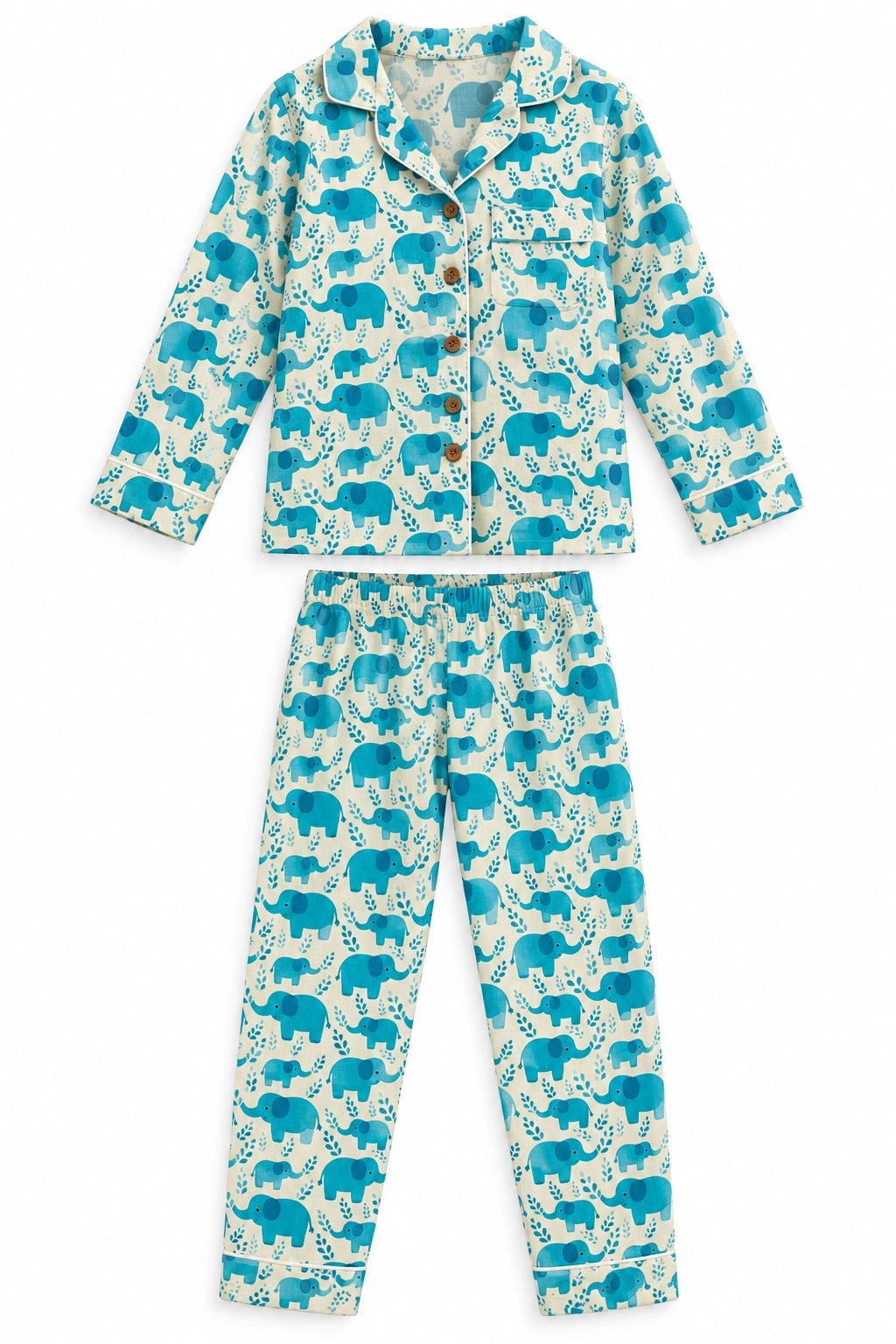 Turquoise Ellie Cotton Long Sleeve PJ