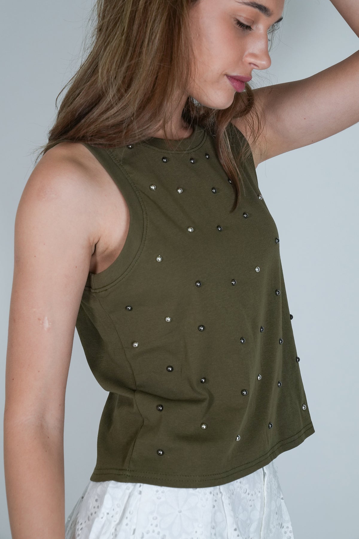 Khaki Studded Vest