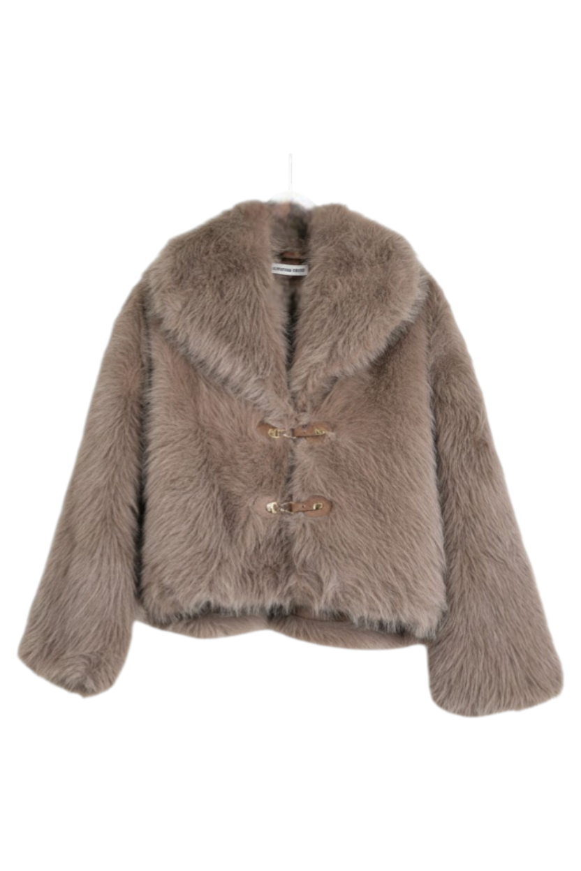 Mocha Toggle Faux Fur Jacket