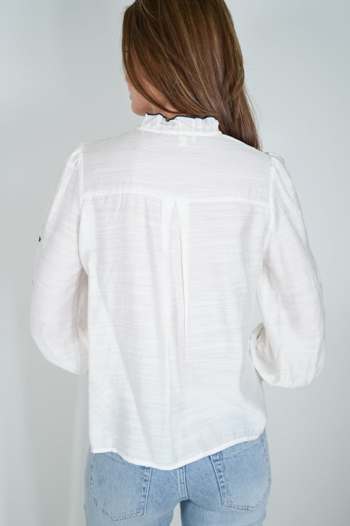 Navy Embroidered Viscose Shirt