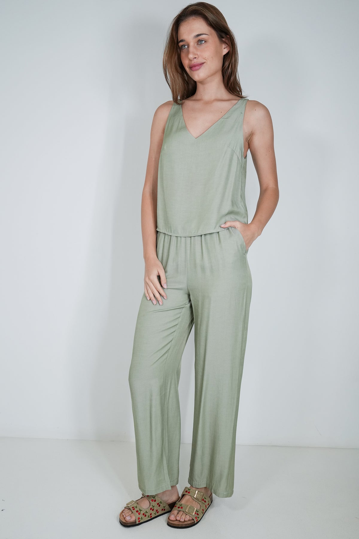 Olive Minki Strappy Top