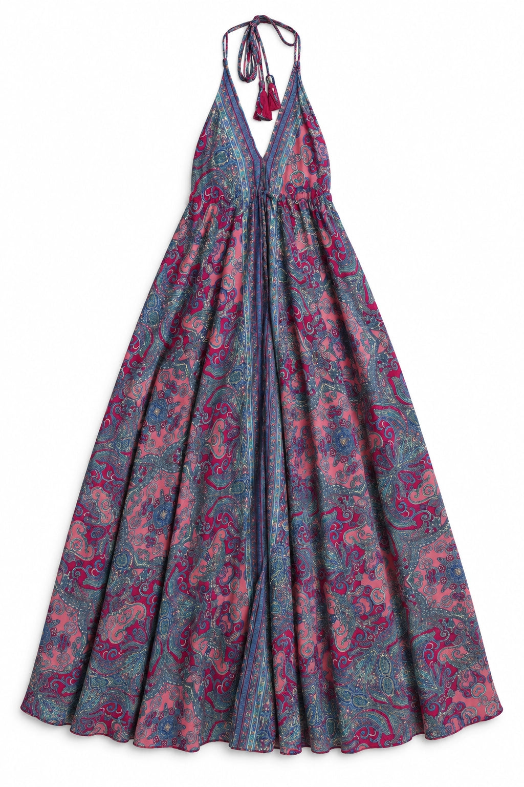 Pink, Blue and Coral Halter Dress