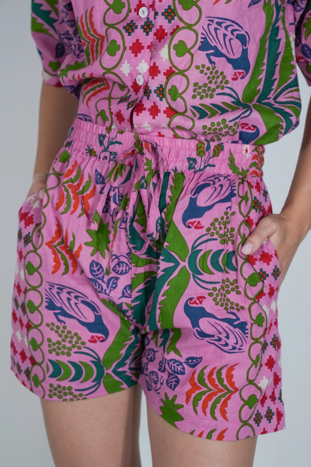 Pink Cotton Island Print Shorts