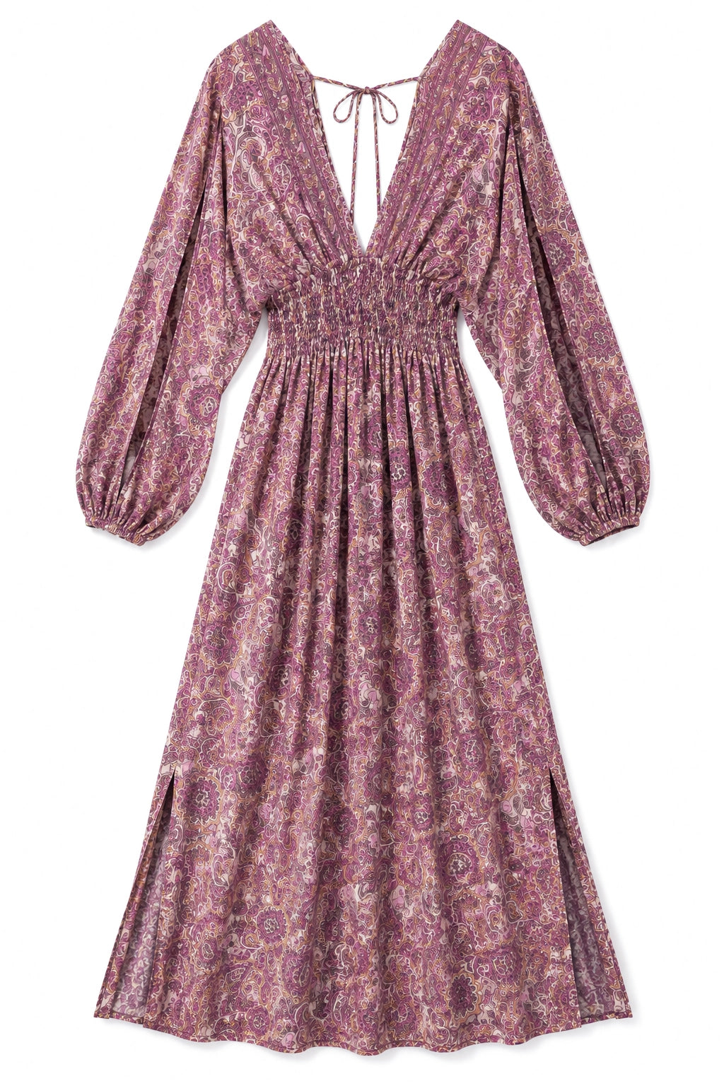 Pink Paisley Split Sleeve Dress