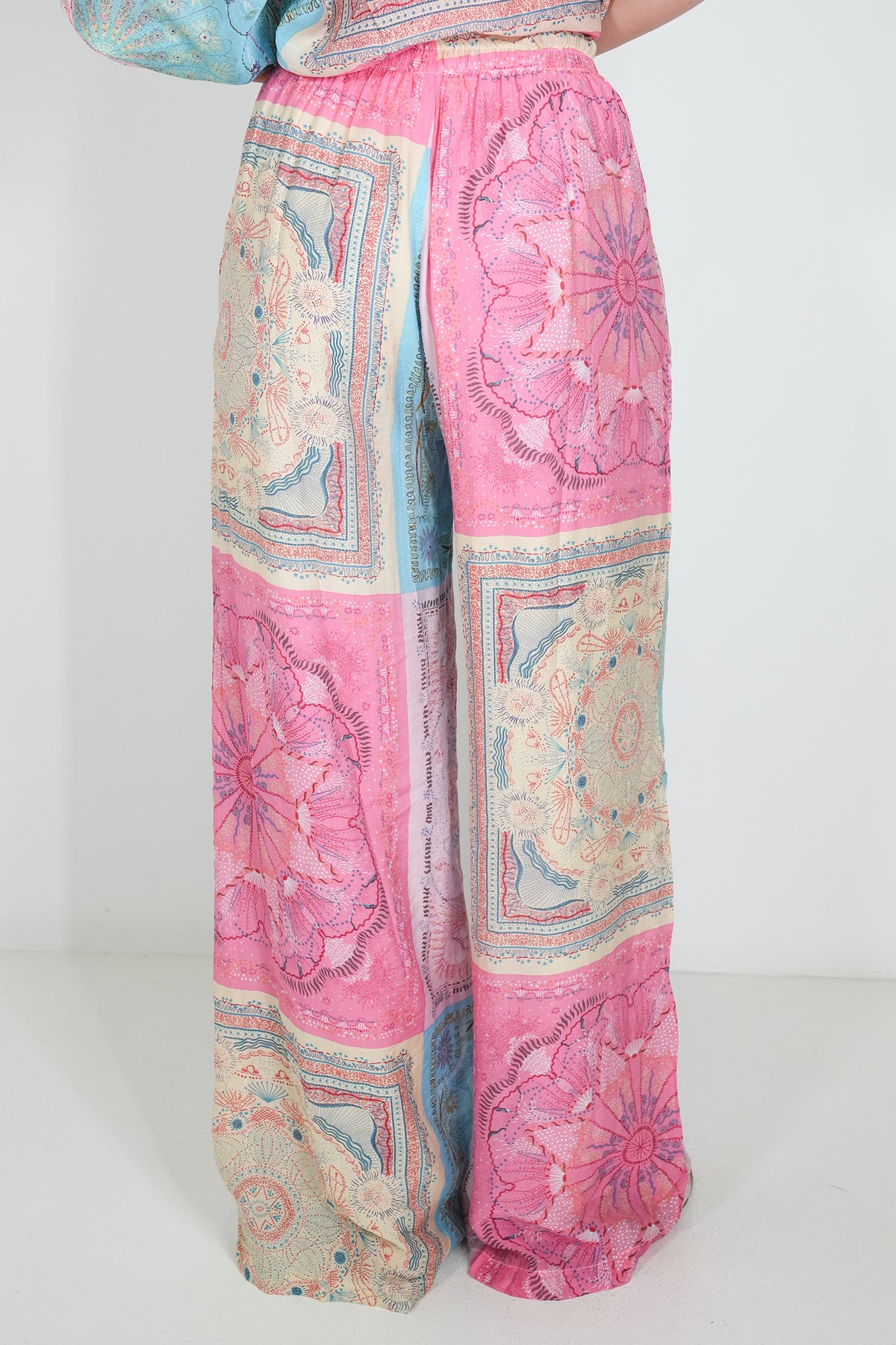 Pink and Turquoise Print Pant