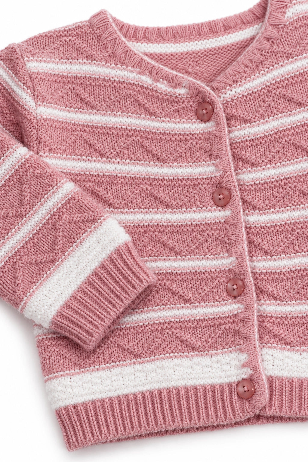 Pink and White Striped Knit Set