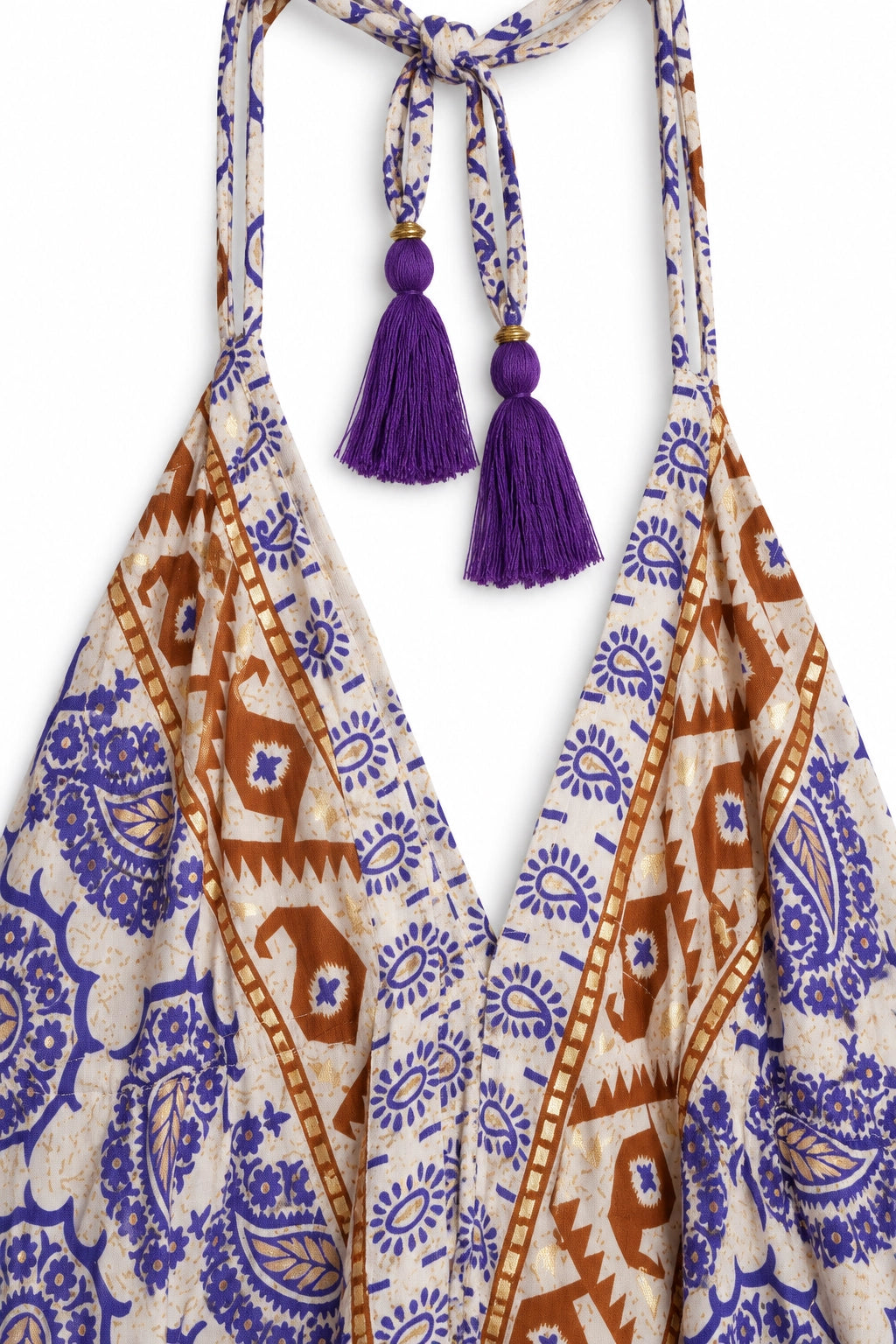 Purple and Gold Halter Dress