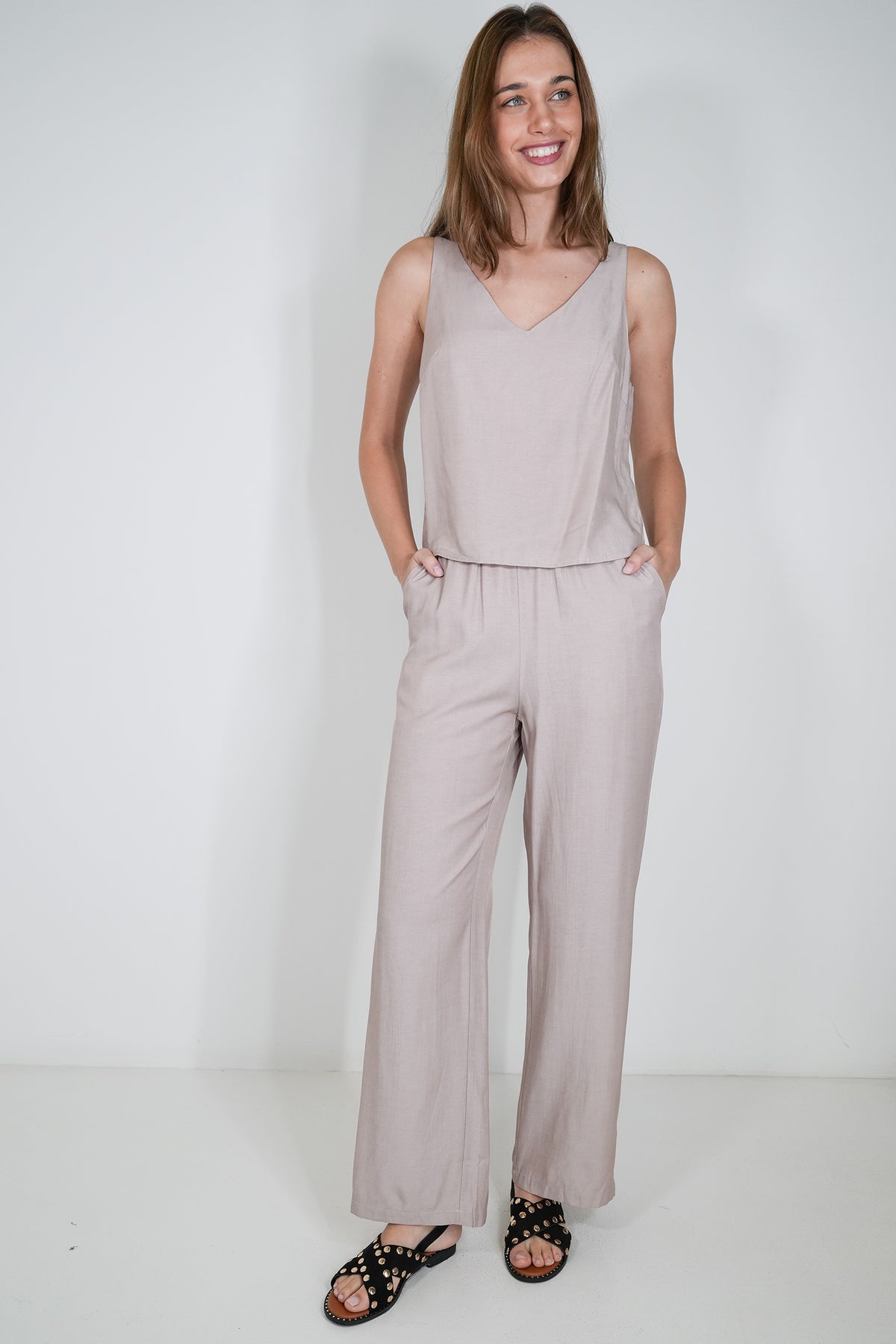 Taupe Minki Strappy Top