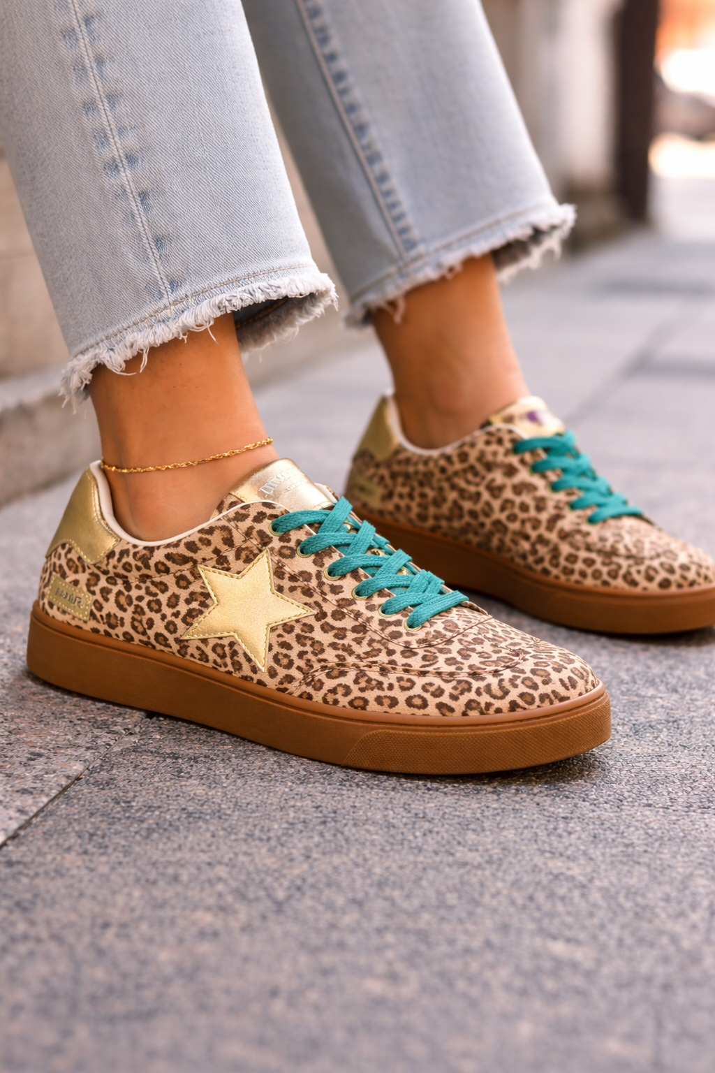 Turquoise Leopard Shimmer Sneaker