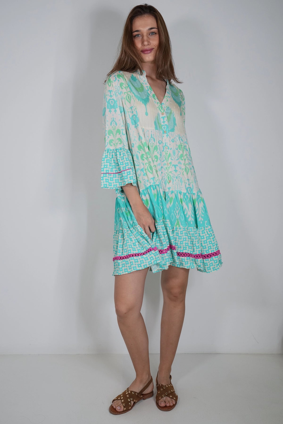 Turquoise Printed Viscose Tunic