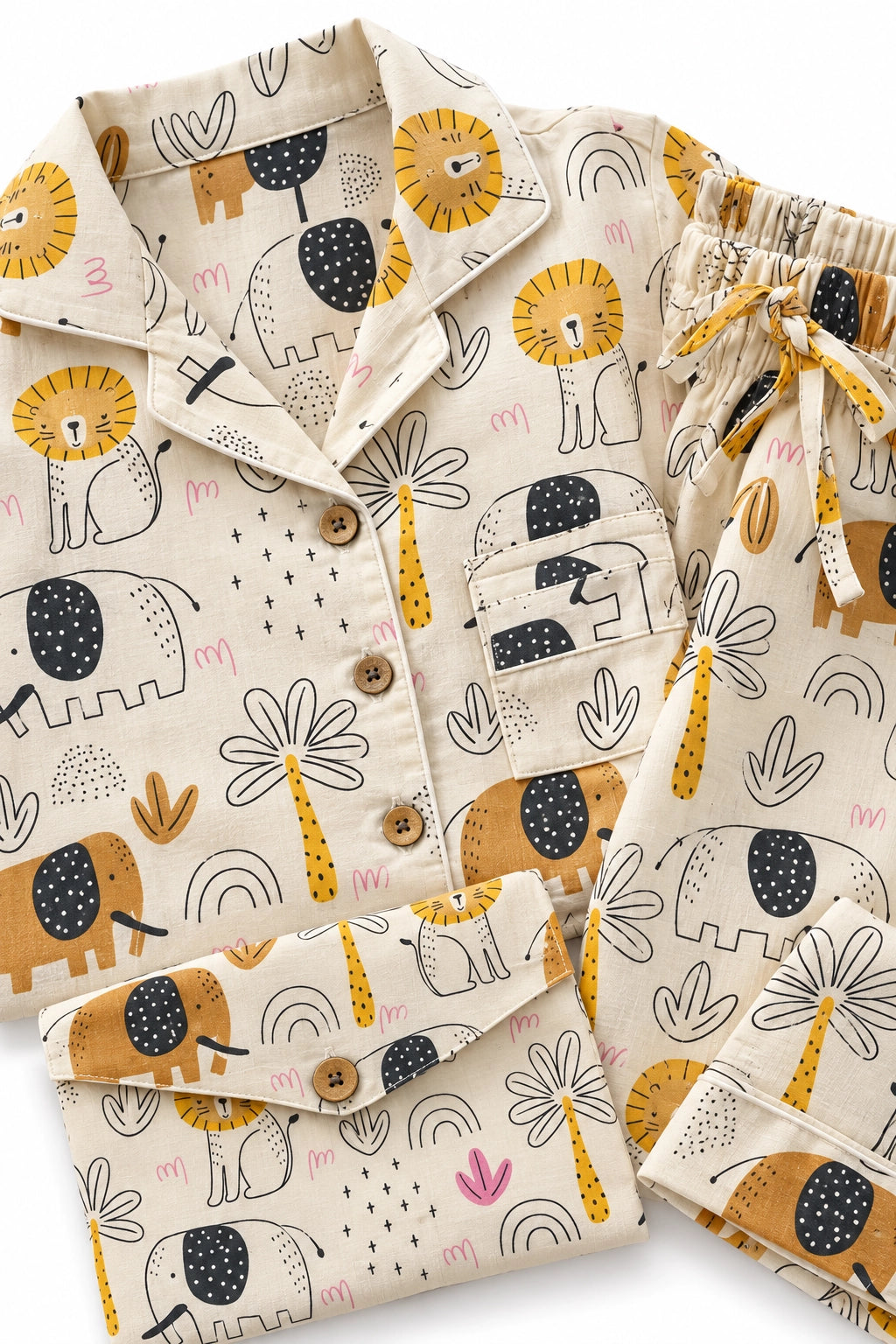 Yellow Lion and Ellie Cotton PJ Set
