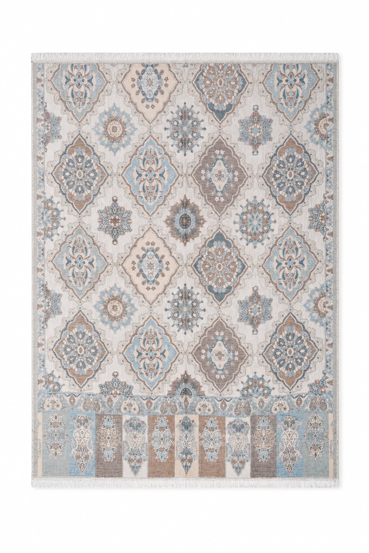 soft scarf with geometric pattern on a white background