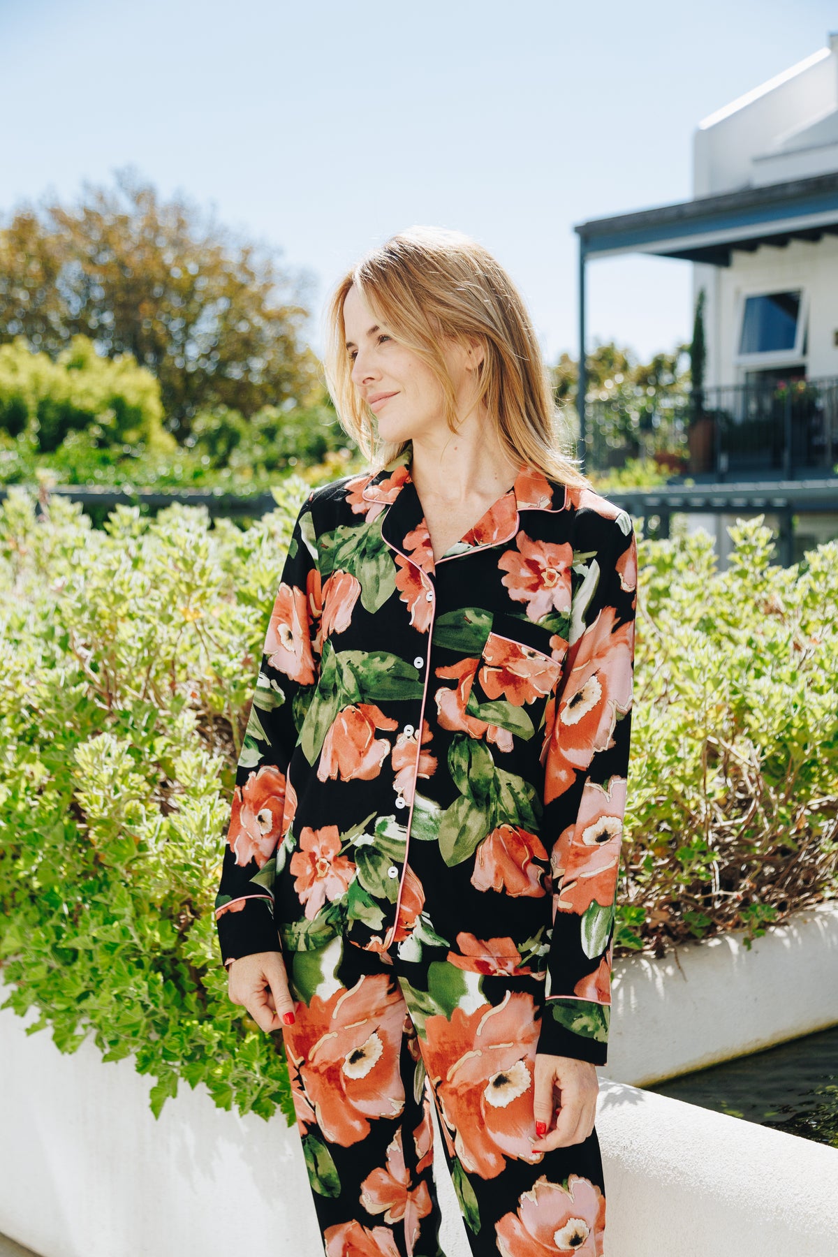 Dreamy Black & Coral Floral Long Sleeve PJ