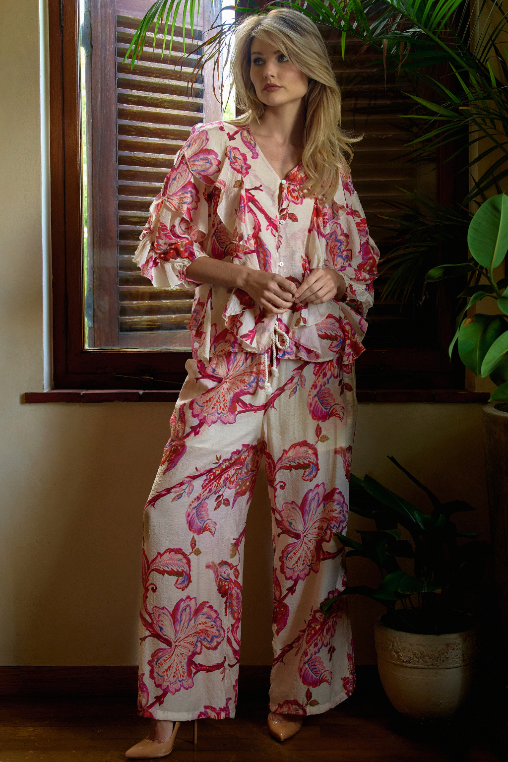 Cerise Print Pant