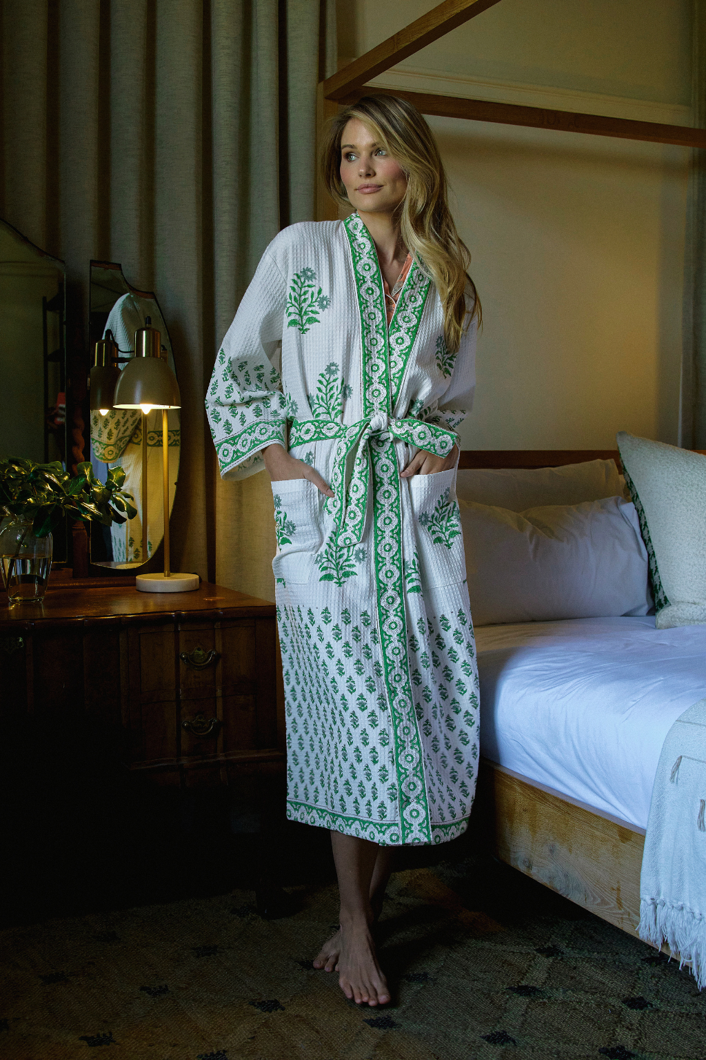 Green Printed Cotton Gown